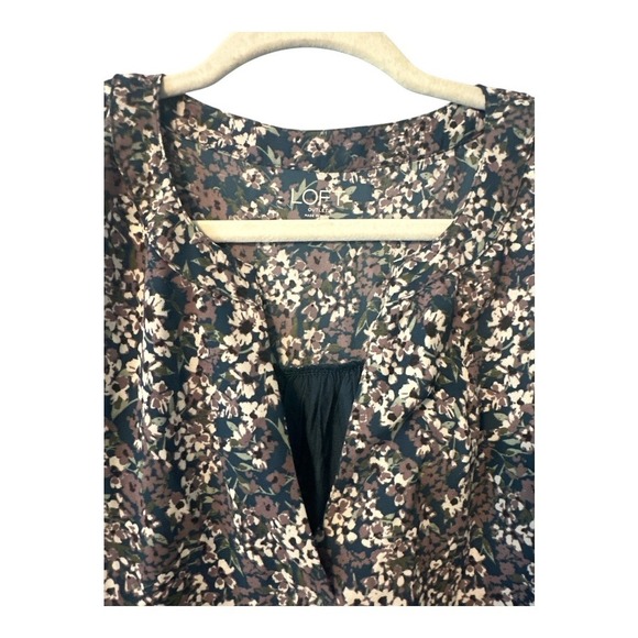 Loft Floral Print Split V Neck Sleeveless Blouse, XL - Picture 2 of 6